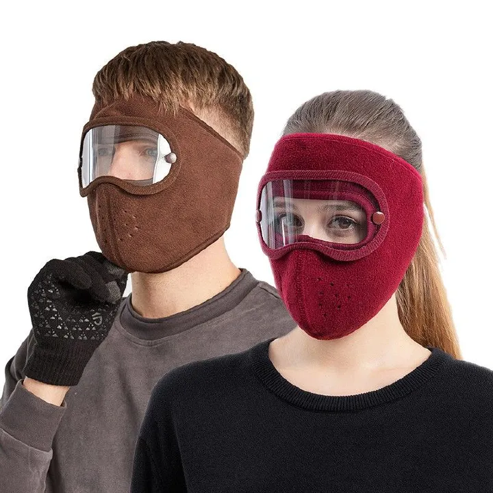 Autumn Winter Warm face shield Breathable Polar Fleece Outdoor Riding Windproof HD Goggles Anti-fog Mask For Men Women FZ-428