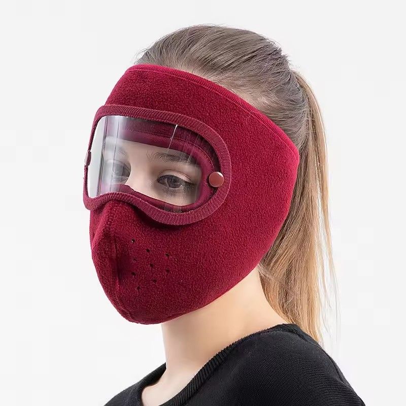 Autumn Winter Warm face shield Breathable Polar Fleece Outdoor Riding Windproof HD Goggles Anti-fog Mask For Men Women FZ-428