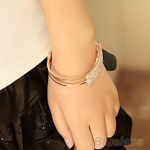 Fashion Elegant Women Bangle Wristband Bracelet Crystal Cuff Bling Lady Gift SZ1