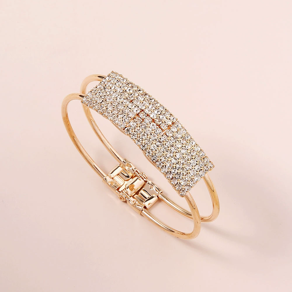Fashion Elegant Women Bangle Wristband Bracelet Crystal Cuff Bling Lady Gift SZ1