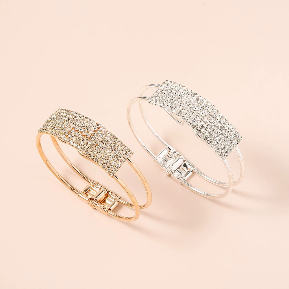 Fashion Elegant Women Bangle Wristband Bracelet Crystal Cuff Bling Lady Gift SZ1