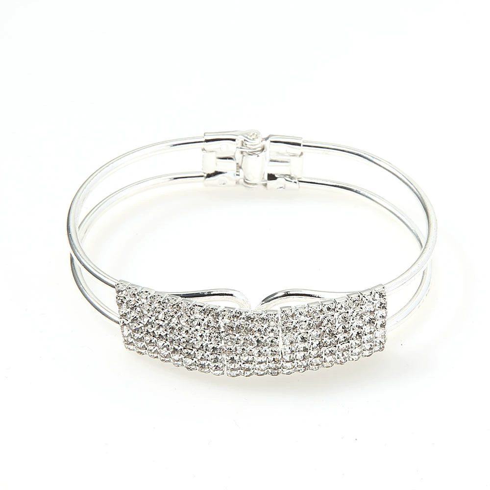 Fashion Elegant Women Bangle Wristband Bracelet Crystal Cuff Bling Lady Gift SZ1
