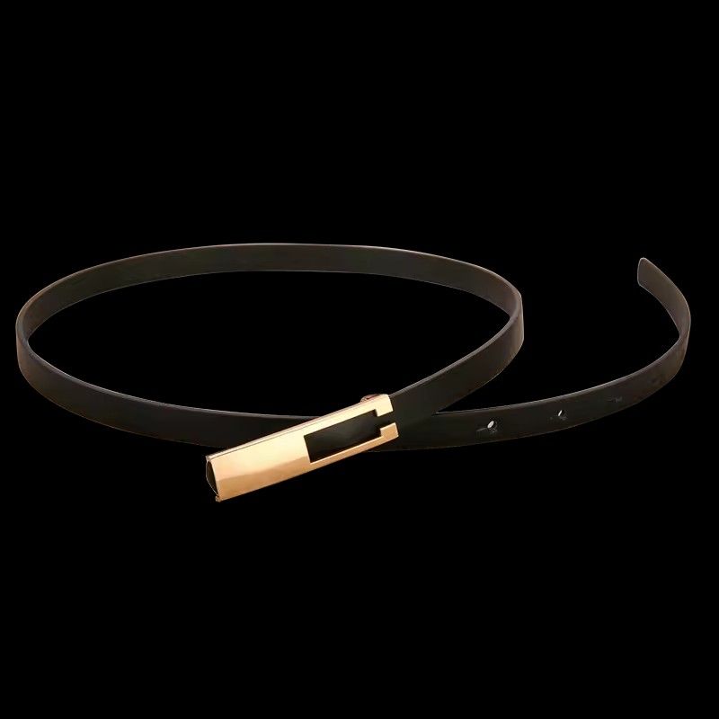 Fashion Thin Adjustable Belt Women Metal Pin Buckle PU Leather Waist Belt Black White Red Ladies Dress Coat Decoration Waistband