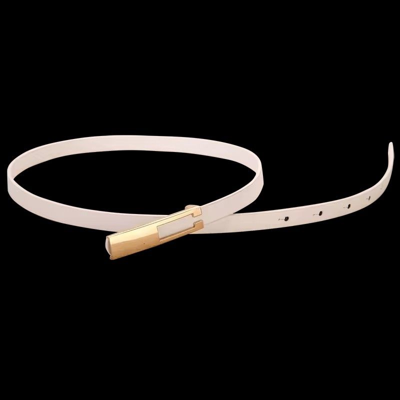 Fashion Thin Adjustable Belt Women Metal Pin Buckle PU Leather Waist Belt Black White Red Ladies Dress Coat Decoration Waistband