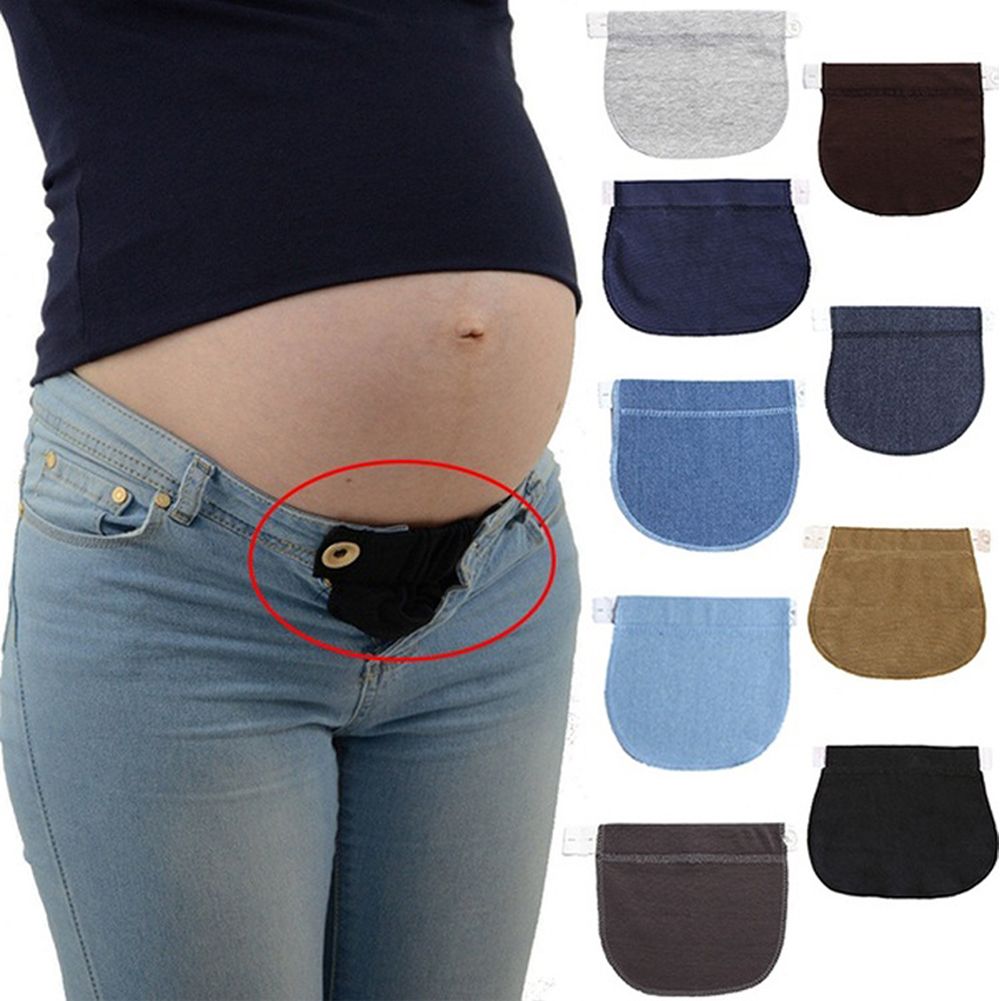 Maternity Pregnancy Waistband Belt Adjustable Elastic Pants Extended Button Lengthening Waist Extenders for Pregnant Women E-717
