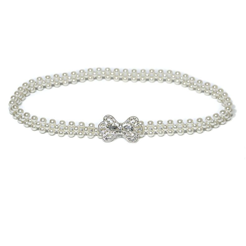 lastic Pearl Belt for Women Rhinestone Crystal Sashes Wedding Belt Sexy Bridesmaid Dress Girl Waist Chain FZ-110-5