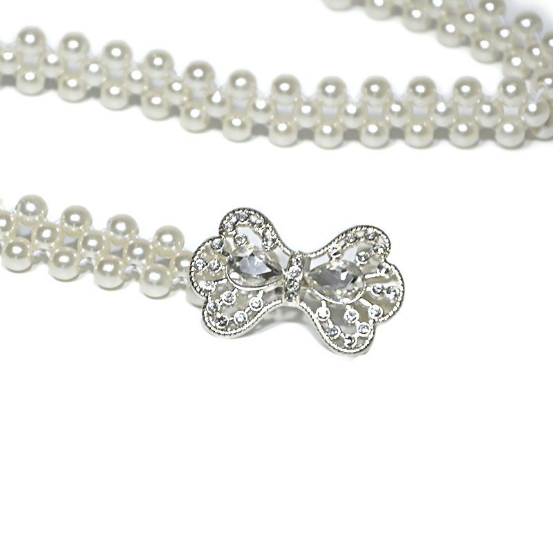 lastic Pearl Belt for Women Rhinestone Crystal Sashes Wedding Belt Sexy Bridesmaid Dress Girl Waist Chain FZ-110-5