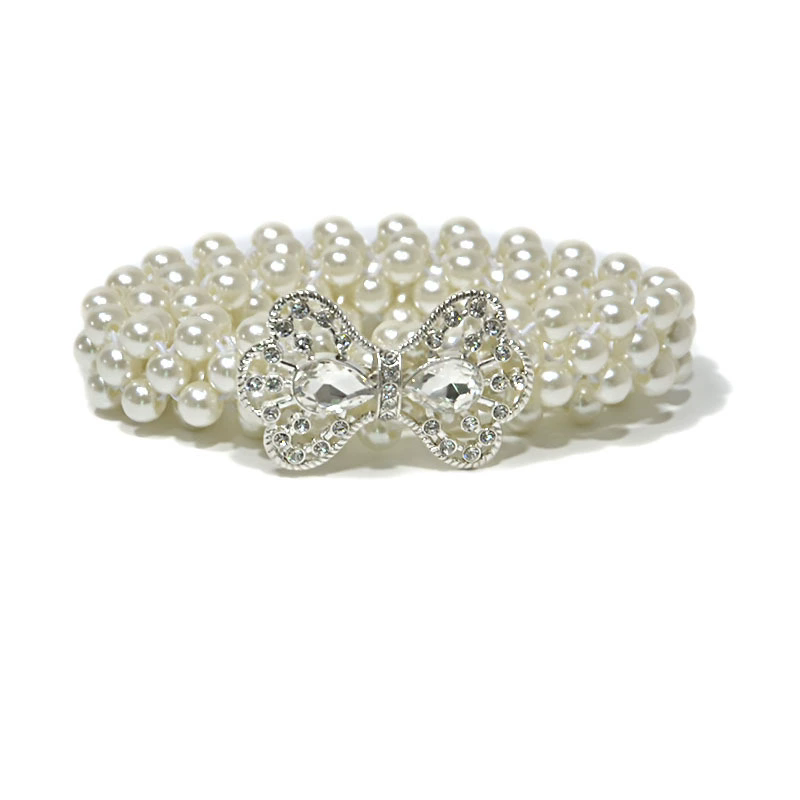 lastic Pearl Belt for Women Rhinestone Crystal Sashes Wedding Belt Sexy Bridesmaid Dress Girl Waist Chain FZ-110-5