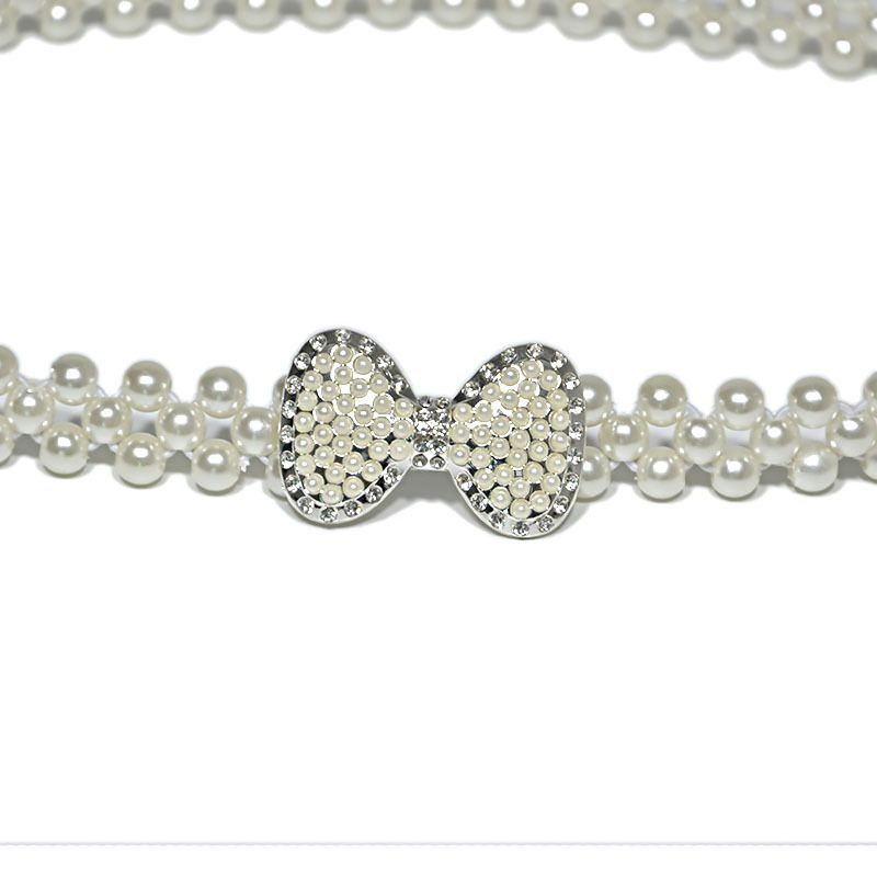lastic Pearl Belt for Women Rhinestone Crystal Sashes Wedding Belt Sexy Bridesmaid Dress Girl Waist Chain FZ-110-5