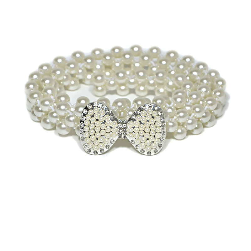 lastic Pearl Belt for Women Rhinestone Crystal Sashes Wedding Belt Sexy Bridesmaid Dress Girl Waist Chain FZ-110-5