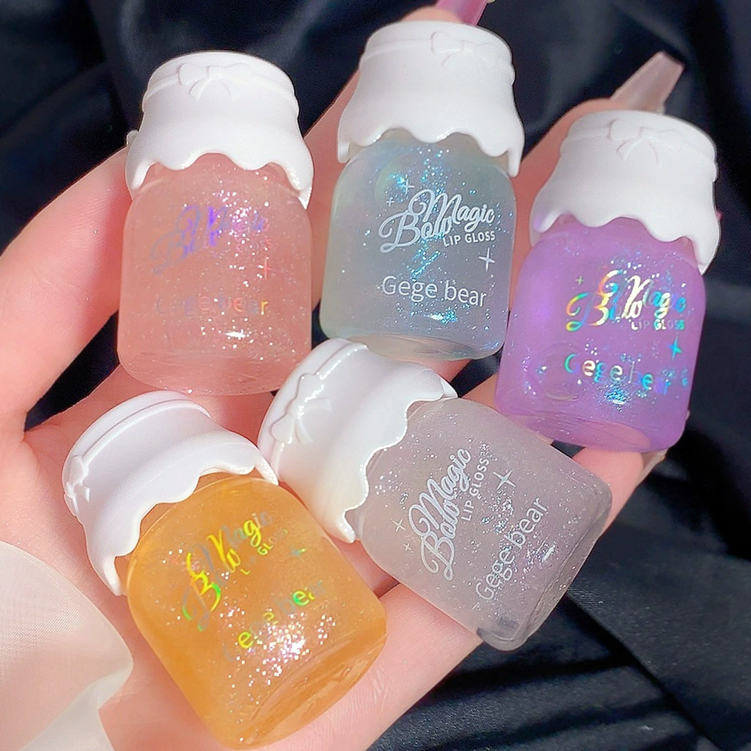Cute Milk Jar Lipgloss Lip Plumper Oil Colorless Glitter Lipgloss Long Lasting Moisturizing Lipstick Lipgloss Makeup Cosmetics B2-875
