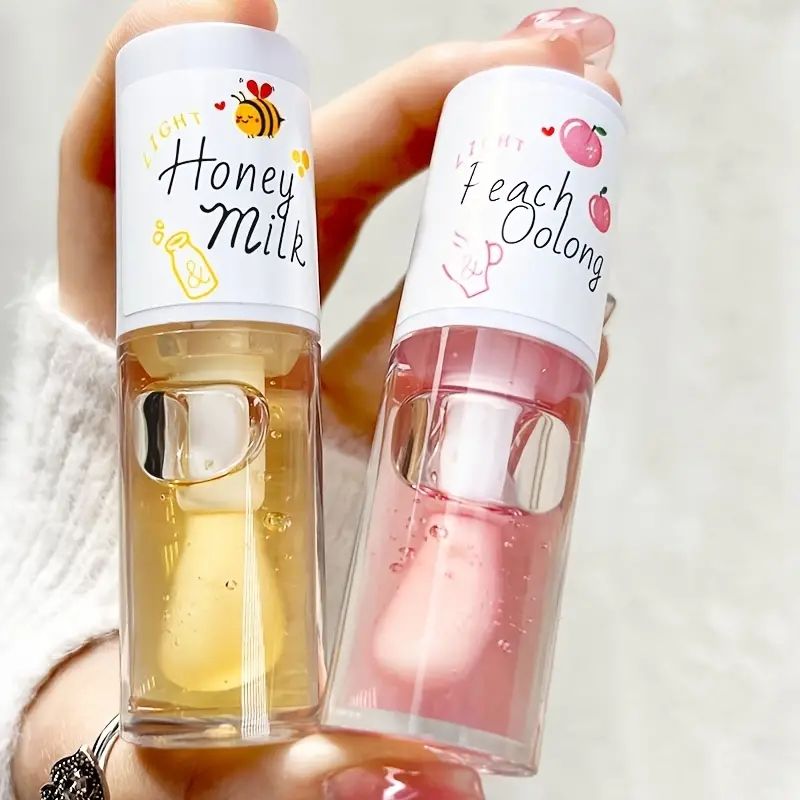 Honey Peach Tinted Lip Oil Lip Enhancer Serum Long Lasting Non-stick Moisturizes Vitamin E Lip Beauty Lip Care Serum B2-859 view 3