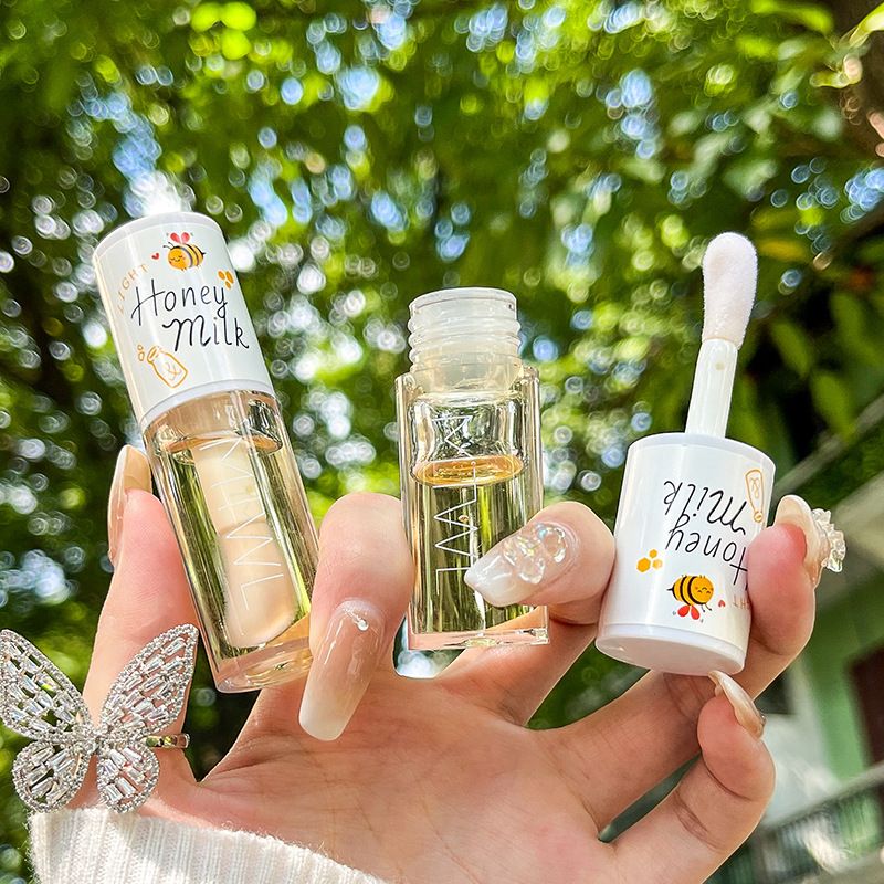 Honey Peach Tinted Lip Oil Lip Enhancer Serum Long Lasting Non-stick Moisturizes Vitamin E Lip Beauty Lip Care Serum B2-859 view 4