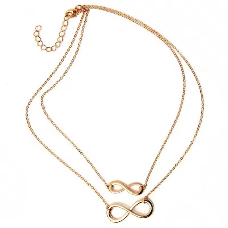 Femme Multi Layer Necklace Chain Bisuteria Mujer Double Infinity Necklaces Pendants Fashion Neck Jewelry  XL 56