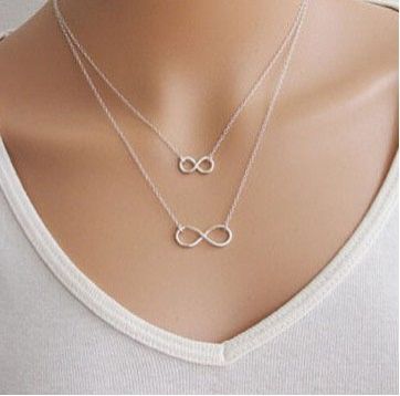 Femme Multi Layer Necklace Chain Bisuteria Mujer Double Infinity Necklaces Pendants Fashion Neck Jewelry  XL 56