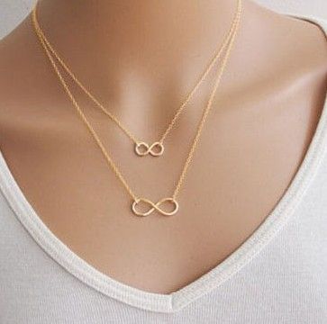 Femme Multi Layer Necklace Chain Bisuteria Mujer Double Infinity Necklaces Pendants Fashion Neck Jewelry  XL 56