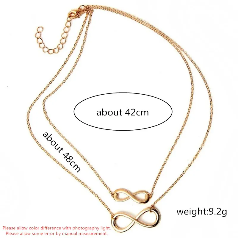 Femme Multi Layer Necklace Chain Bisuteria Mujer Double Infinity Necklaces Pendants Fashion Neck Jewelry  XL 56