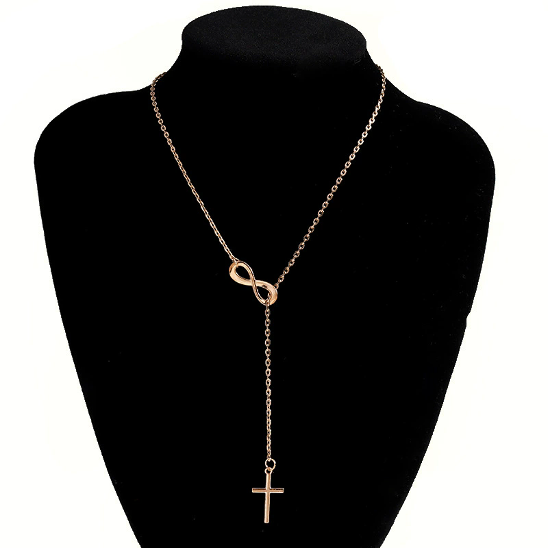 Lovely Chic Infinity Crosses On A Long Silver Chain Necklaces For Women Jewelry Gift XL 64