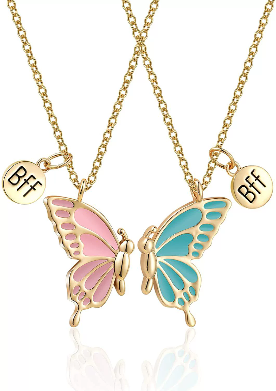 Best Friend Butterfly Necklaces BFF Friendship Necklace for 2 Girls Lover Couple Necklace Long Distance Birth A-1787 day Gifts