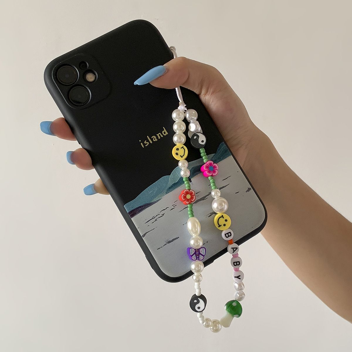 Cute Bracelet Lanyard for iPhone Samsung Huawei Xiaomi Mobile Phone Case Bead Anti-Lost Wrist Strap Car KeychainC-561- A-1405