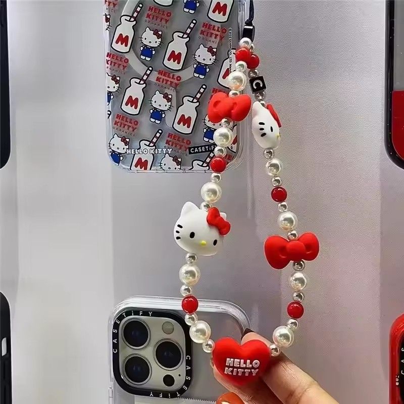 Cute Bracelet Lanyard for iPhone Samsung Huawei Xiaomi Mobile Phone Case Bead Anti-Lost Wrist Strap Car KeychainC-561- A-1405
