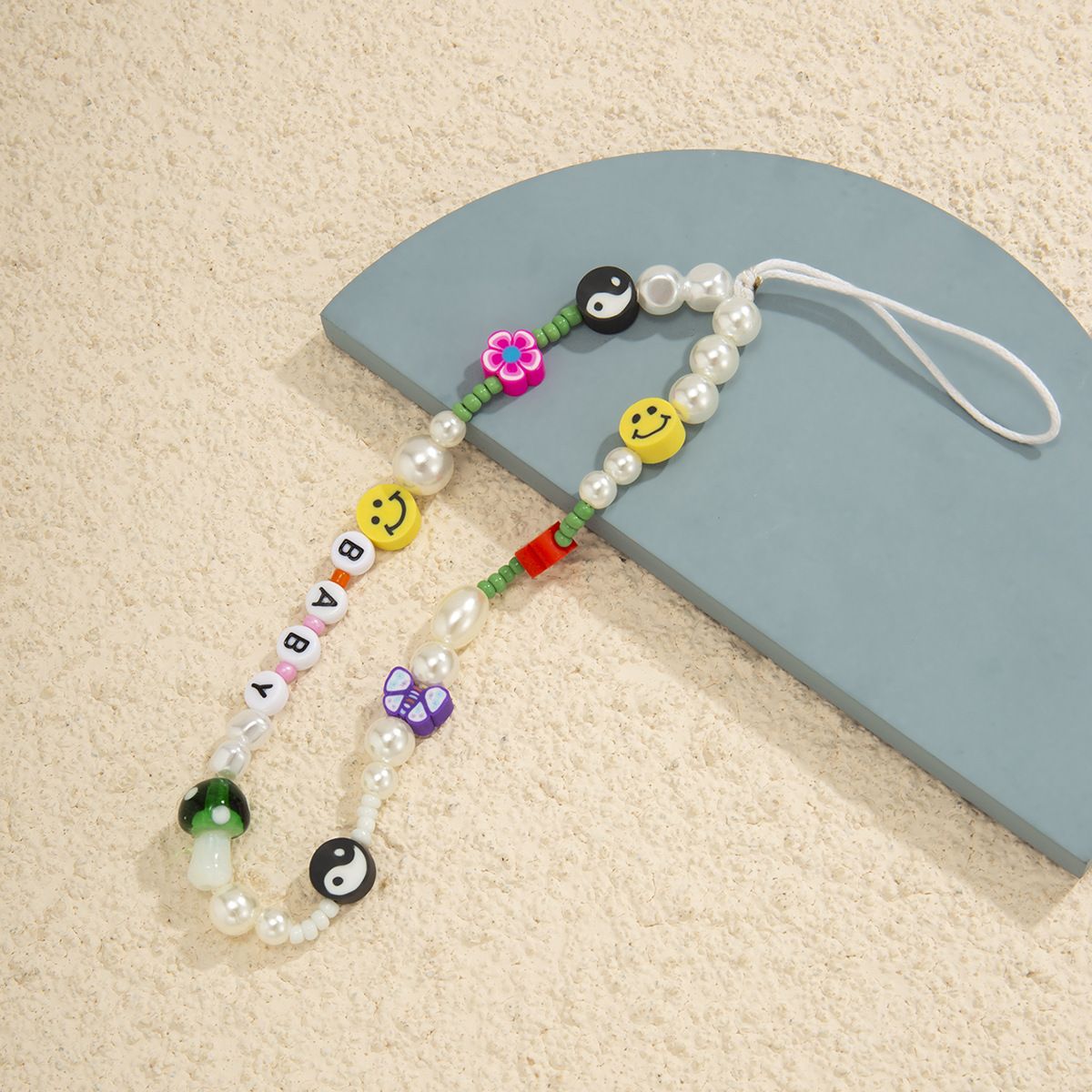 Cute Bracelet Lanyard for iPhone Samsung Huawei Xiaomi Mobile Phone Case Bead Anti-Lost Wrist Strap Car KeychainC-561- A-1405