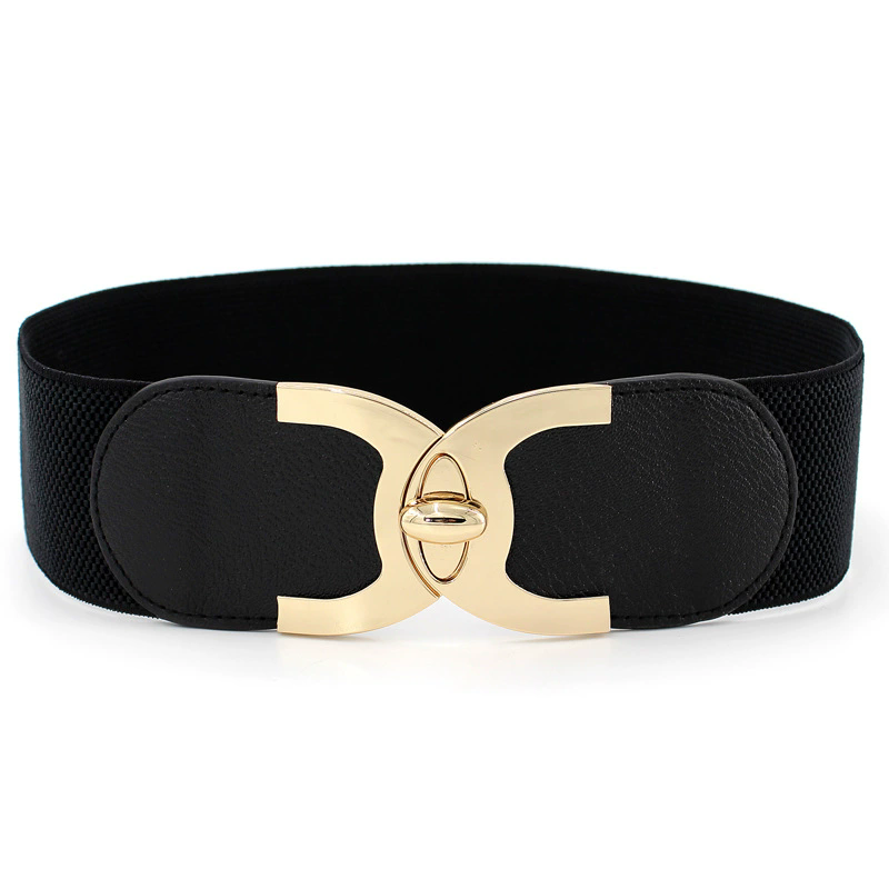 Fashion Girdle for Dress Black Red Camel Womens Multicolor Elastic Waistband Metal Double Circle Belt Summer Style FZ-335