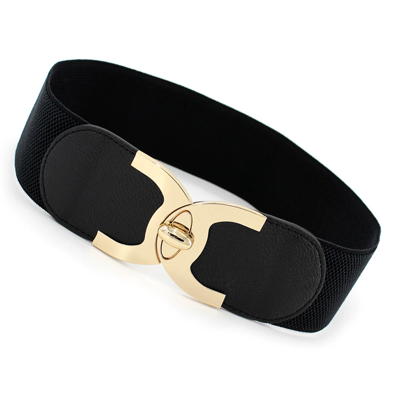 Fashion Girdle for Dress Black Red Camel Womens Multicolor Elastic Waistband Metal Double Circle Belt Summer Style FZ-335