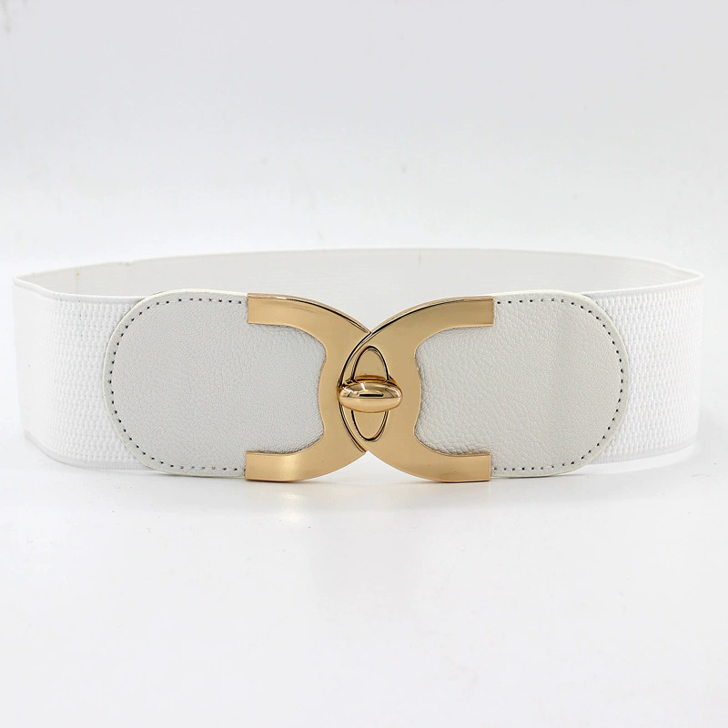 Fashion Girdle for Dress Black Red Camel Womens Multicolor Elastic Waistband Metal Double Circle Belt Summer Style FZ-335