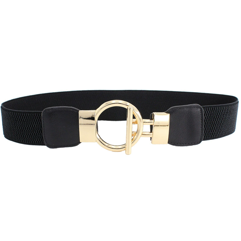 Womens Vintage Wide Elasticwaist Belt Dress Waist Sweater Coat Elastic Elastic Wide Waist Seal Flowers Shape Buckle Belt Fr Belt FZ-358