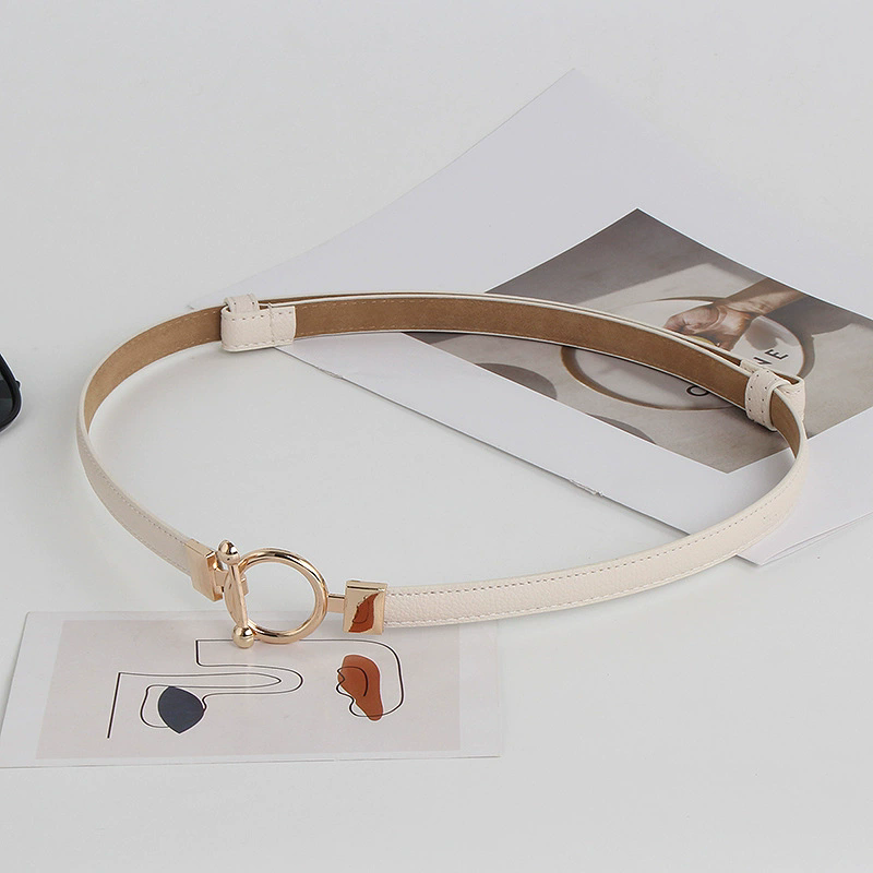 Adjustable PU Leather Ladies Dress Belts Skinny Thin Women Waist Belts Strap Gold Color Buckle Female Belts pasek damski