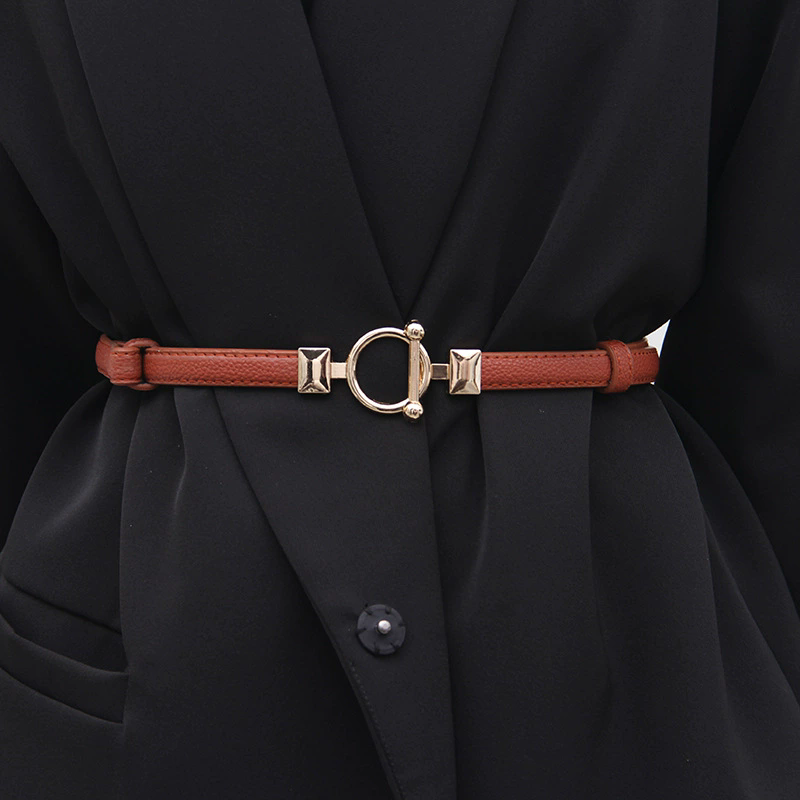 Adjustable PU Leather Ladies Dress Belts Skinny Thin Women Waist Belts Strap Gold Color Buckle Female Belts pasek damski