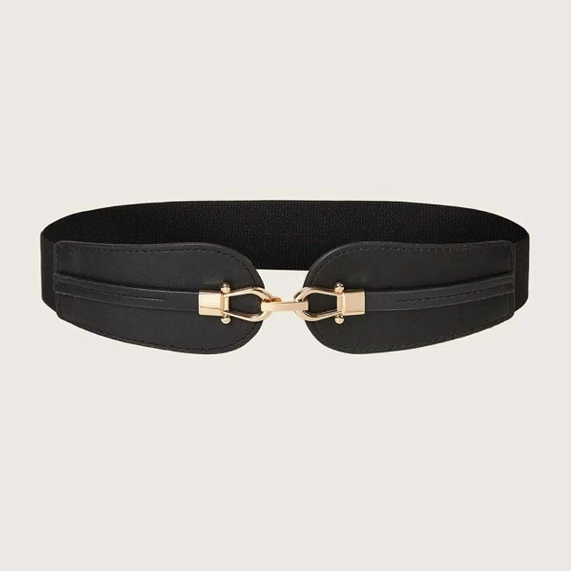 Female Wide Waistband Simple Metal Buckle Belt for Women Simple Elastic Band Cinch Waist Belt Suit Sweater Clothing Accessories FZ-53