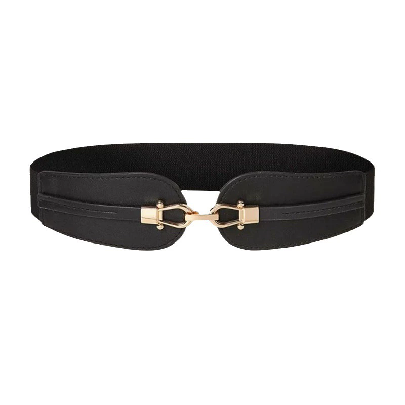 Female Wide Waistband Simple Metal Buckle Belt for Women Simple Elastic Band Cinch Waist Belt Suit Sweater Clothing Accessories FZ-53