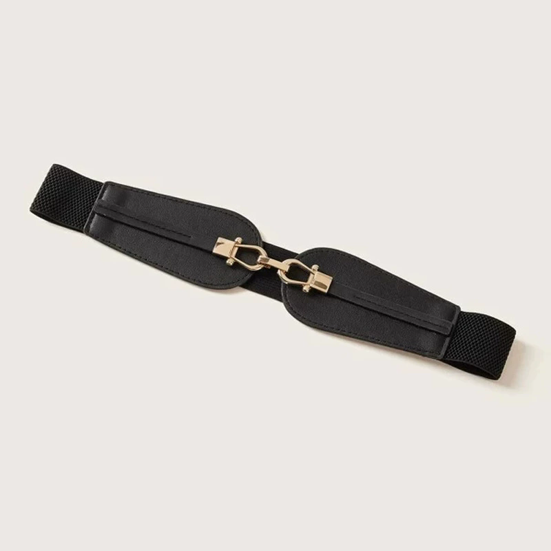 Female Wide Waistband Simple Metal Buckle Belt for Women Simple Elastic Band Cinch Waist Belt Suit Sweater Clothing Accessories FZ-53