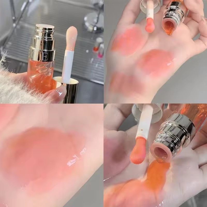 Crystal Peach Lip Oil Hydrating Mirror Lip Gloss Tinted Plumper Moisturizing Lip Care Treatment Makeup Colored Lipstick Balm 6g view 5