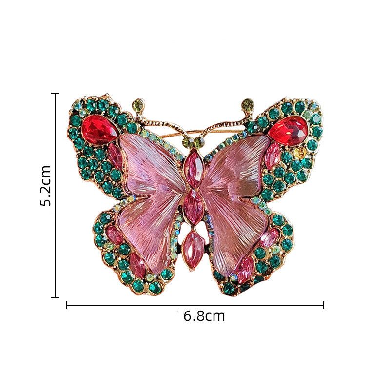 Heavy industry crystal butterfly brooch fashion animal insect women's brooch medieval high-end versatile coat chest flower