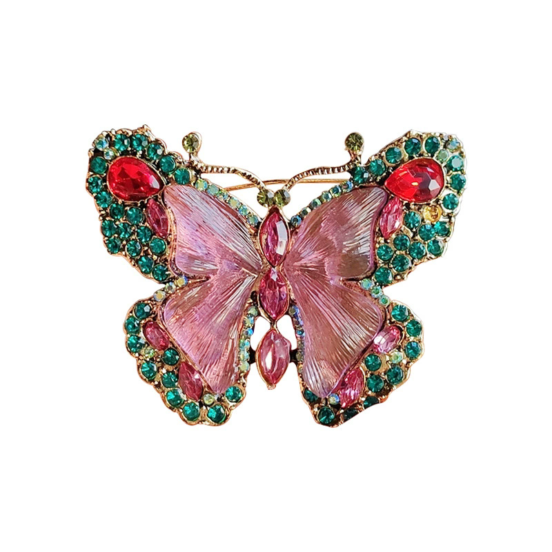 Heavy industry crystal butterfly brooch fashion animal insect women's brooch medieval high-end versatile coat chest flower