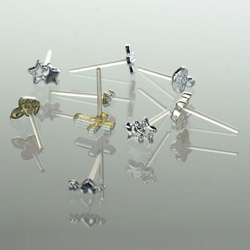 24 Pairs Silver Earrings Cross Heart Star Flower Different Shapes Ear Stud Earrings