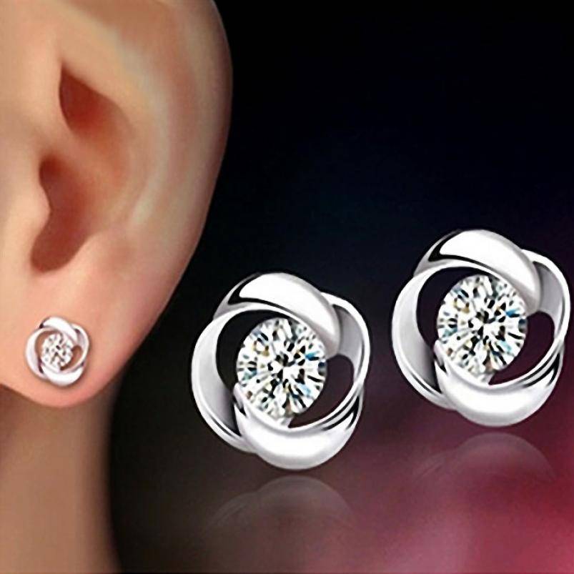 1Pair Beautiful Silvering Earrings Crystal Shiny Exquisite Earrings Women Ornaments Fashion Oorbellen Jewelry Trinket Oorbellen ED-193
