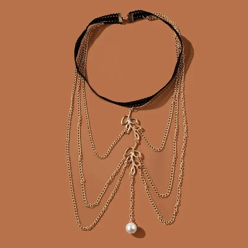 Leg Chain Multi-layer Chain Body Chain Jewelry Thigh Chain Elastic Multi-layer Leaf Leg Chain Female A-1531