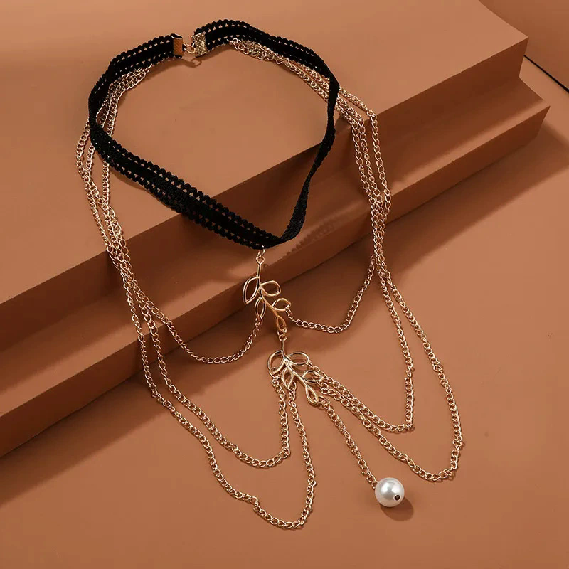 Leg Chain Multi-layer Chain Body Chain Jewelry Thigh Chain Elastic Multi-layer Leaf Leg Chain Female A-1531