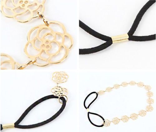 New Fashion Lovely Metallic Women Hollow Rose Flower Elastic Hair Head Band Headband Headwear Accessories A-85