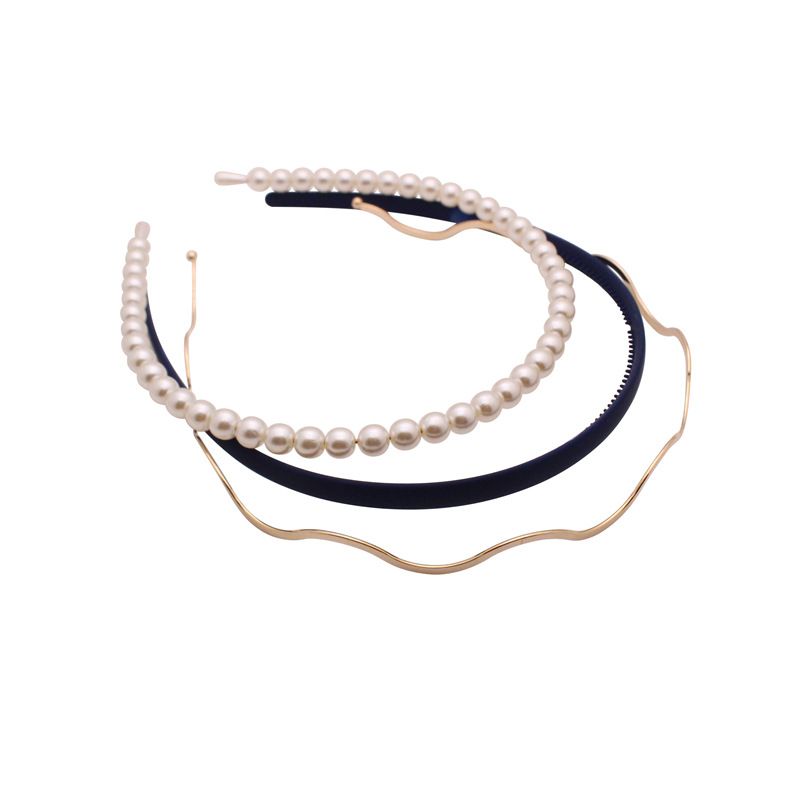 Spring Match Japanese Candy Color Hair Band Combination Pearl Head Band Ins Wave Hair Card Wild Hair Accessory A-601