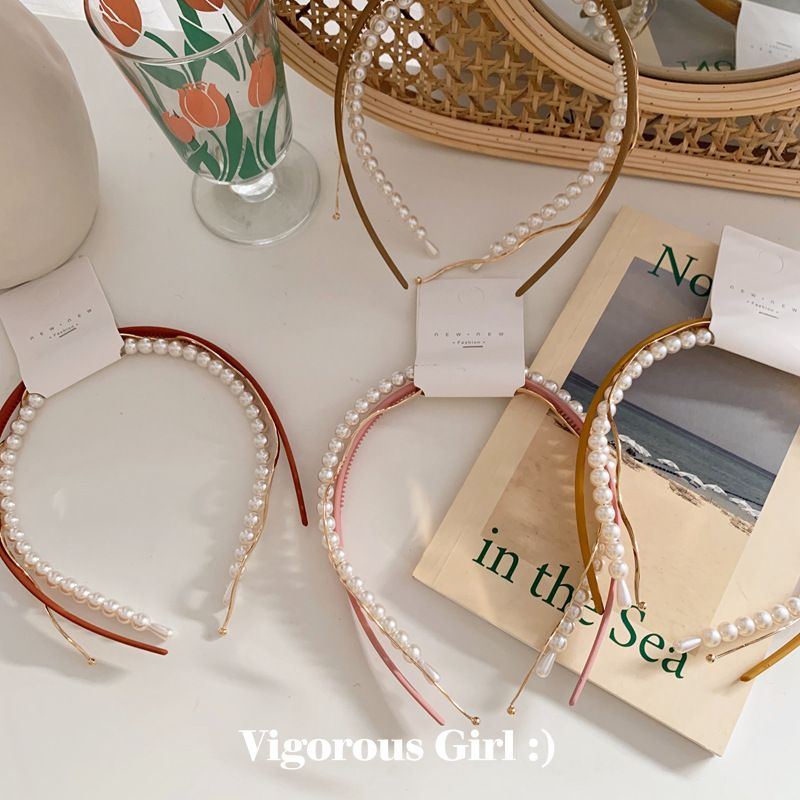 Spring Match Japanese Candy Color Hair Band Combination Pearl Head Band Ins Wave Hair Card Wild Hair Accessory A-601