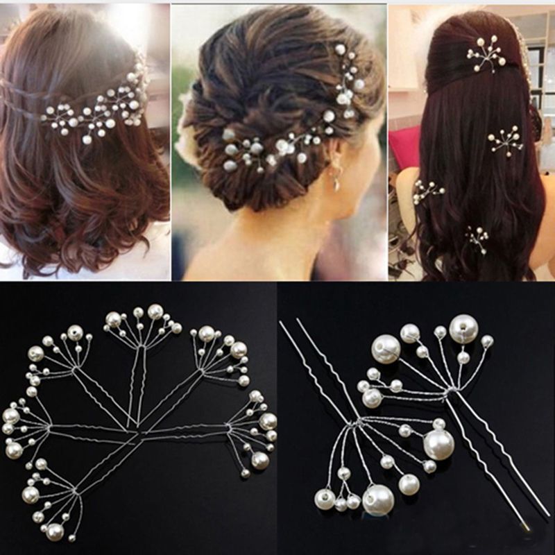 5pcs Women Girls Fashion Hairpins Simulate Pearl Wedding Bridal Hair Pins Styling Tools Decoration Headwear Hair Clip Braiding A-73