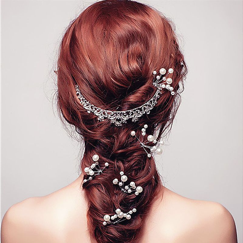 5pcs Women Girls Fashion Hairpins Simulate Pearl Wedding Bridal Hair Pins Styling Tools Decoration Headwear Hair Clip Braiding A-73