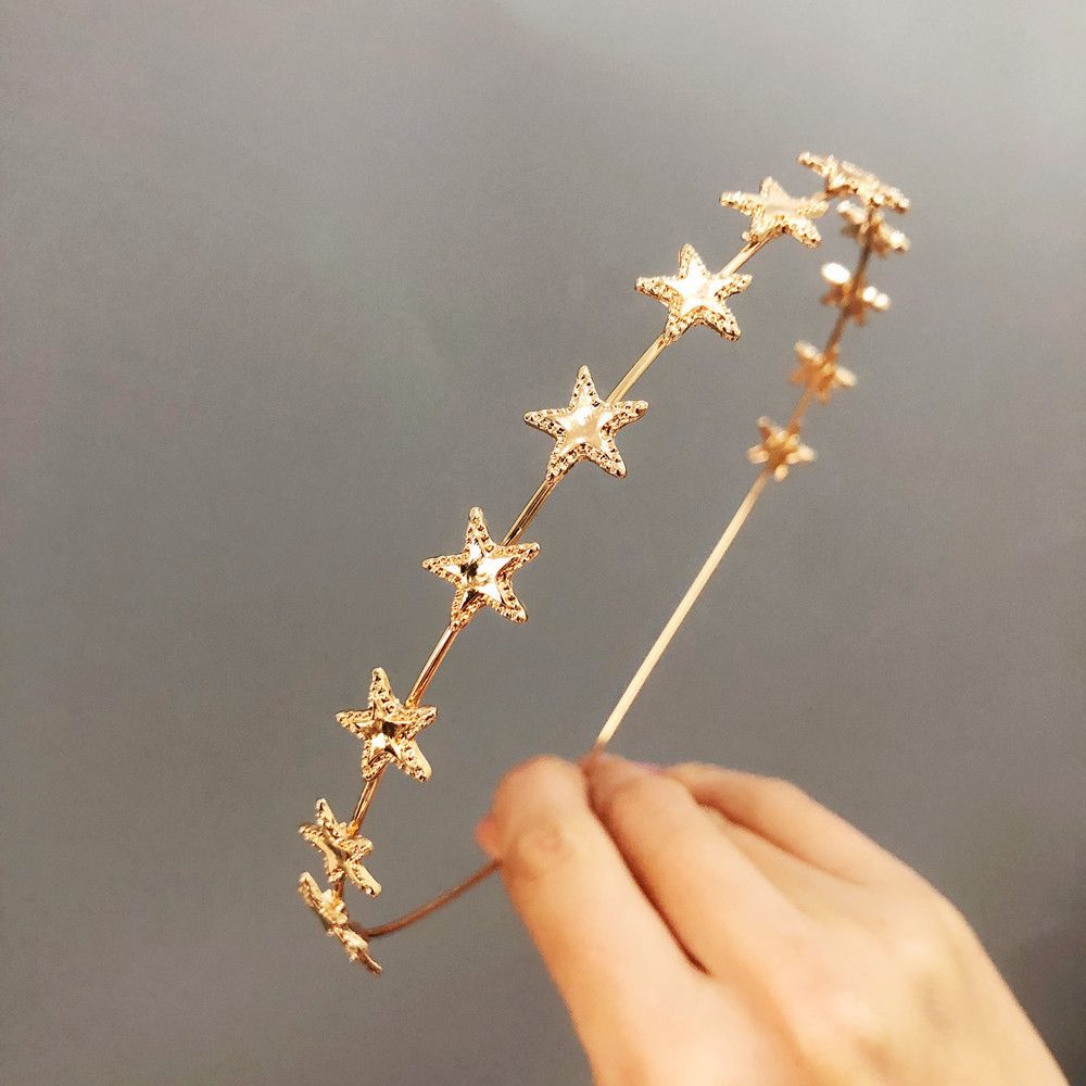 Fashion Gold Sliver Metal Star Hairband for Women Sweet Wedding Hair Accessories Tiara Elegant Girls Headband Headwear A-1585
