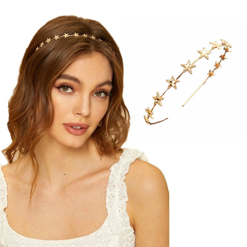 Fashion Gold Sliver Metal Star Hairband for Women Sweet Wedding Hair Accessories Tiara Elegant Girls Headband Headwear A-1585
