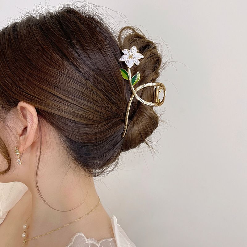 New Women Metal Hair Claw Elegant Gold Flowers Hair Clips Barrette Crab Headband Ponytail Clip Headwear hair accessories tiara A-1613